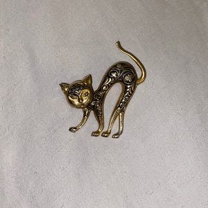 Antique Gold Cat Brooch